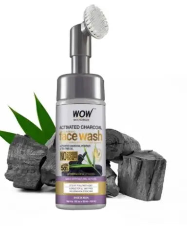 WOW Skin Science Activated Charcoal Foaming Face Wash with Built-In Face Brush -150ml